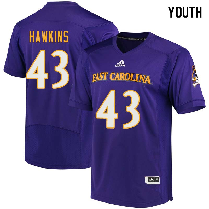Youth #43 Dedrick Hawkins East Carolina Pirates College Football Jerseys Sale-Purple - Click Image to Close